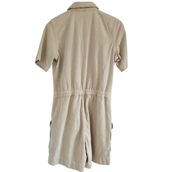Everlane Denim Zip Up Short Coverall Romper Cream Size S Organic Cotton - Picture 3 of 6